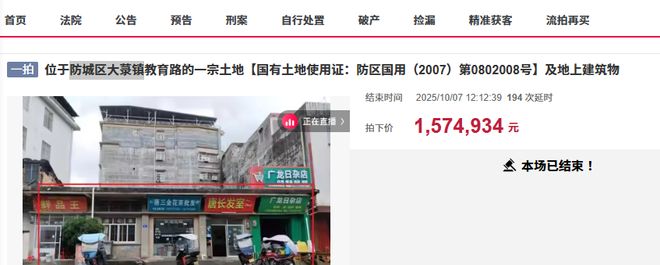 九游娱乐防城港一宗401㎡的乡镇用地46万起拍卖19人抢拍出157万高价(图2)